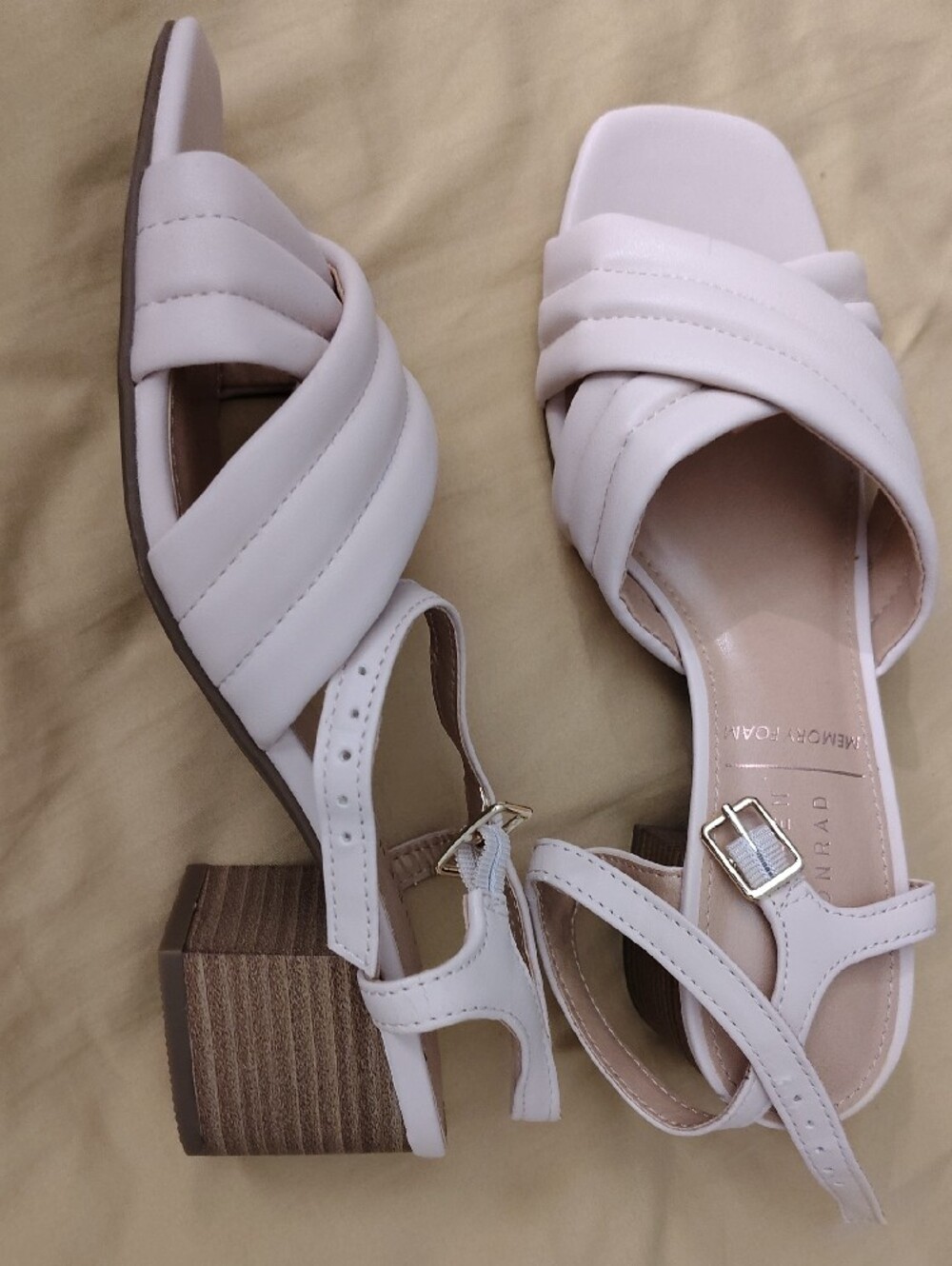 LC Lauren Conrad White Cream Braided Strap Block Heel Sandals - Picture 4 of 4